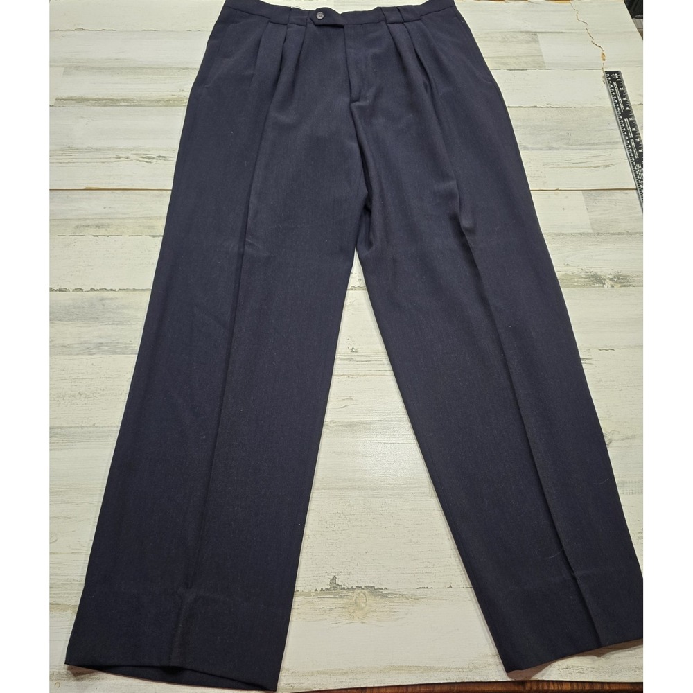 Calvin Klein Men's Black 100% Wool Pleated Dress Pants Made in Italy 36x34